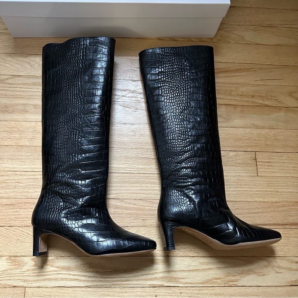 NEW Anine Bing Felicia Boots in Black Croc - Picture 7 of 15